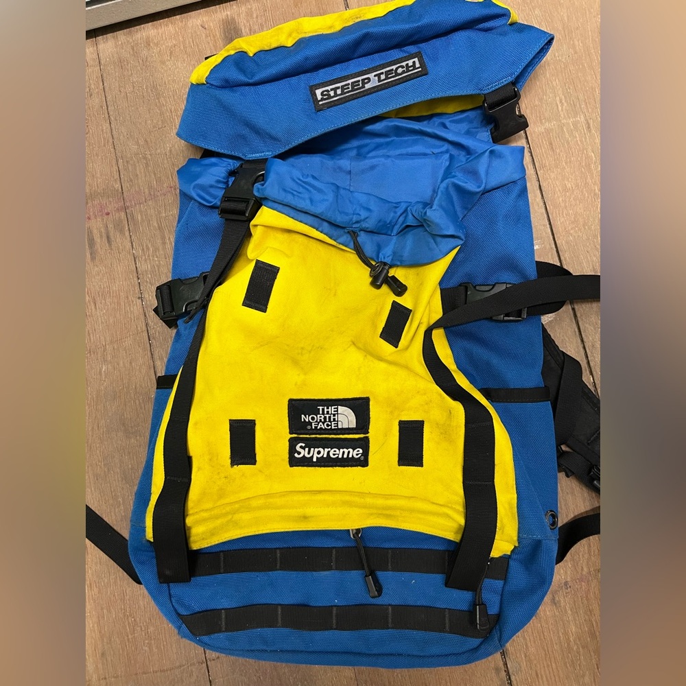 The North Face x Supreme Steep Tech Blue and Yellow Backpack